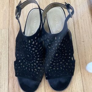 Anne Klein suede  low heel sandles